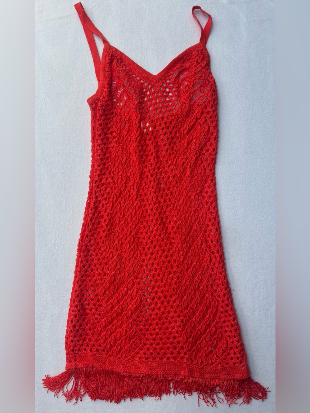 Camila Coelho Orange Crochet Slip Dress